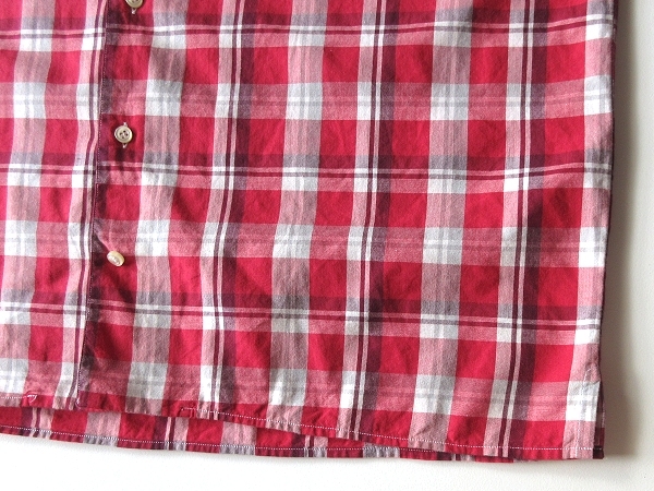 美品 イタリア製 GUY ROVER ギローバー コットン 開襟 オープンカラーシャツ チェックシャツ XL 赤 レッド 大きいサイズ ネコポス対応の画像7