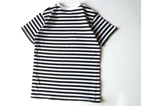 ネコポス対応 agnes b. homme アニエスベーオム J008 TS トカゲロゴピスネーム ボーダーTシャツ 半袖カットソー T1 ブラック ホワイト 黒白_画像3