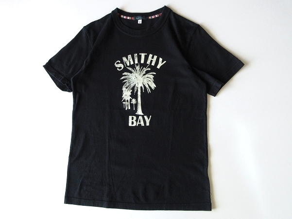 ネコポス対応 Paul Smith ポールスミス SMITHY BAY ヤシの木 パームツリー プリント Tシャツ 半袖 カットソー M 黒 ブラック 日本製_画像2