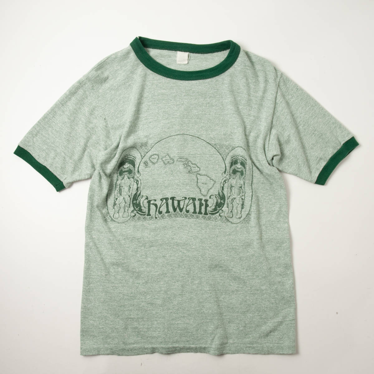 １着でも送料無料 1980年代 ビンテージ ハワイ スーベニアTシャツ ティキ リンガーTシャツ 文字、ロゴ