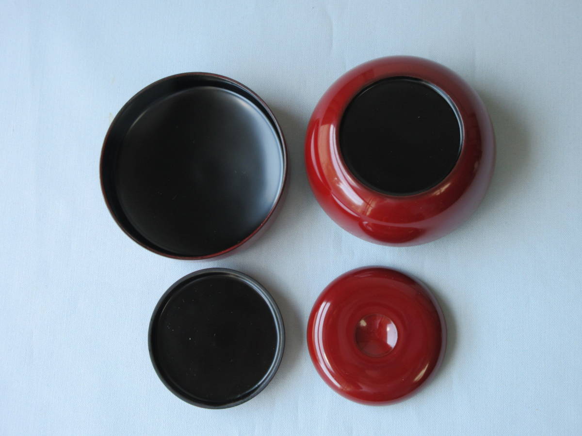 御所車文様 鎌倉彫 利休茶箱揃い 茶箱9点セット 茶碗/振出/茶巾筒/棗