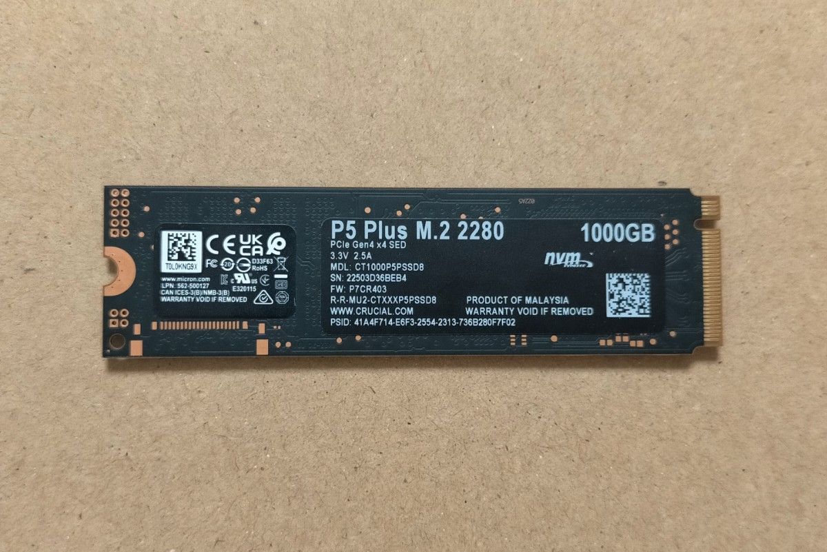 Crucial P5 Plus M.2 PCIe 4.0 3D NAND NVMe SSD 1TB  CT1000P5PSSD8