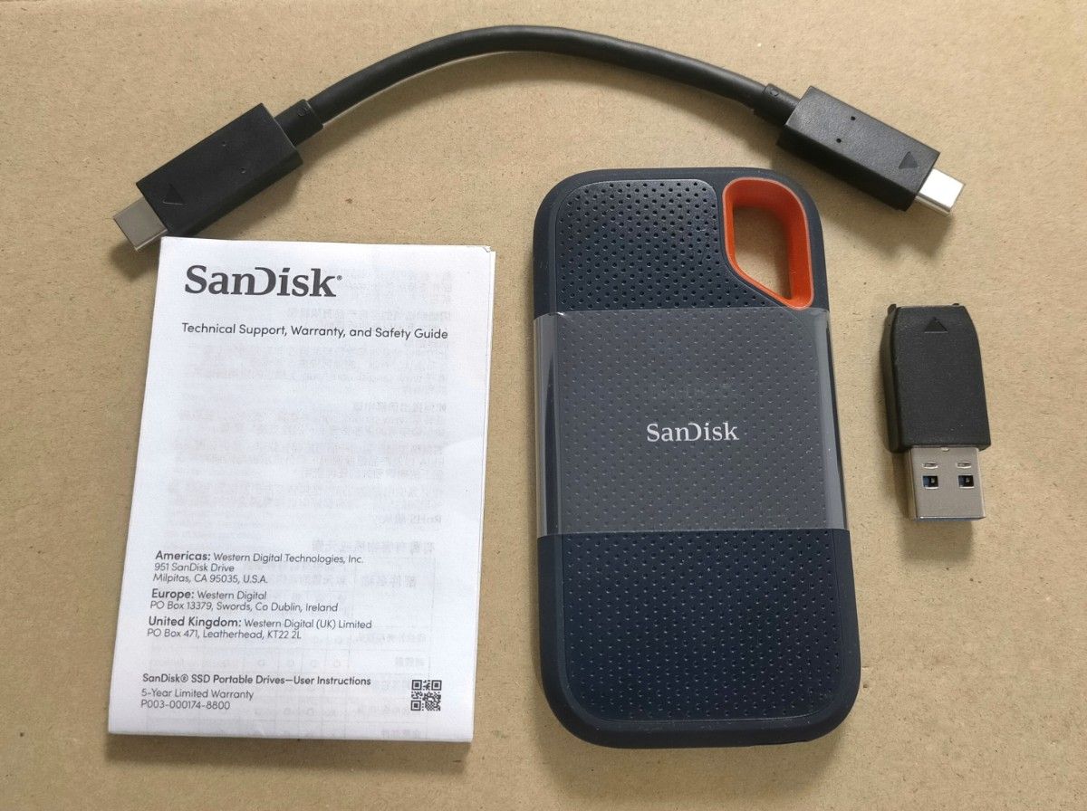 SanDisk SSD 外付け 1TB USB3.2Gen2 防滴防塵-