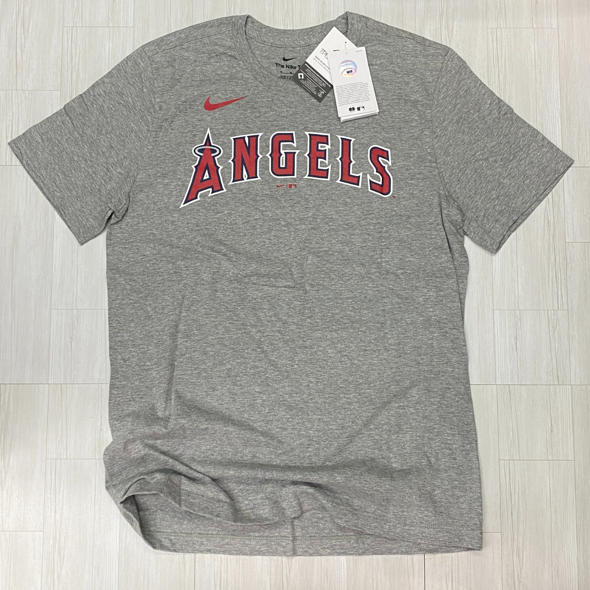 MLB公式 【XL】 NIKE正規品 ナイキ MLB ロサンゼルス エンゼルス LA Angels 大谷翔平 Tシャツ 背番号17 OHTANI グレー メジャーリーグ_画像4