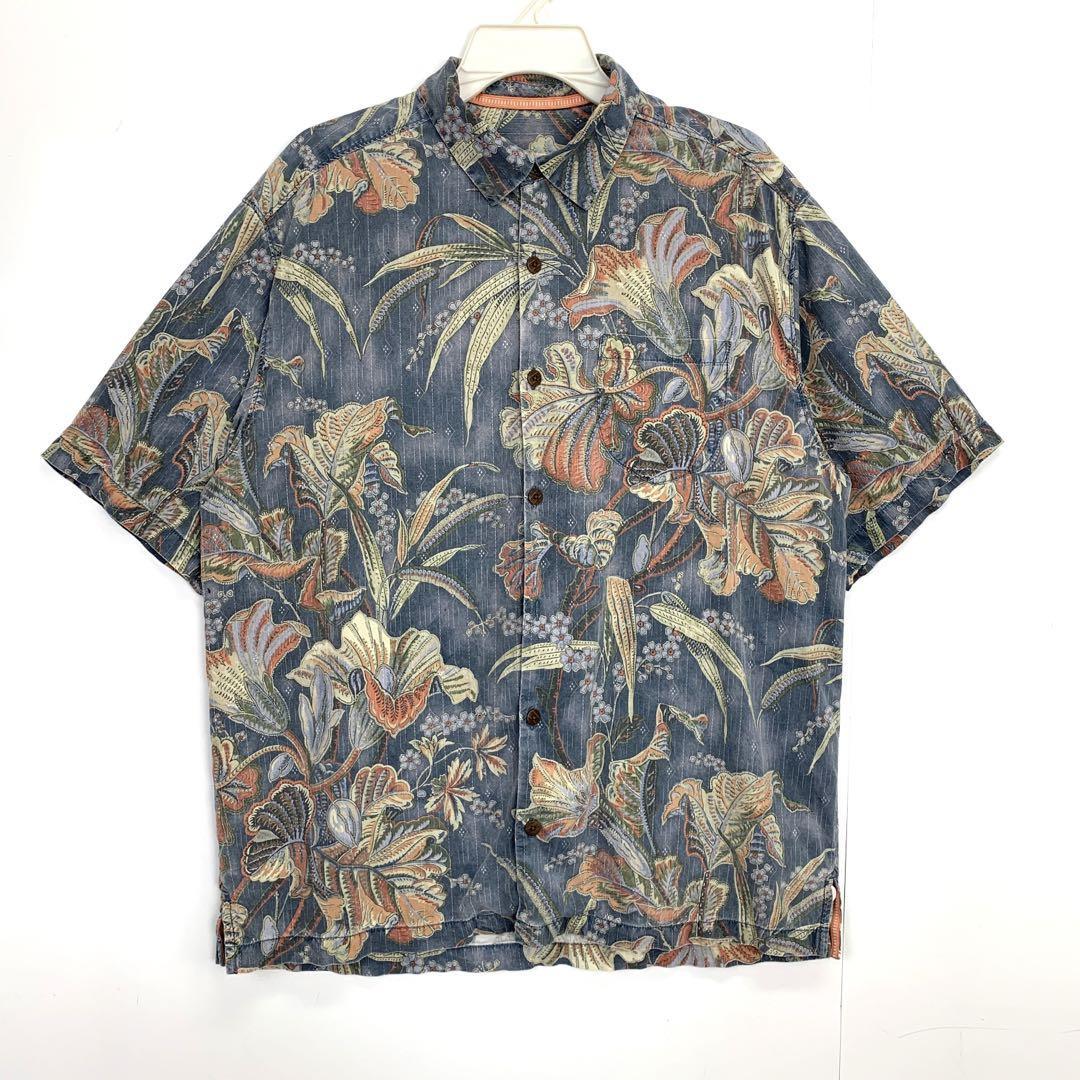 Tommy Bahama トミーバハマ 半袖シルクシャツ 総柄シャツ ボタニカル_画像1