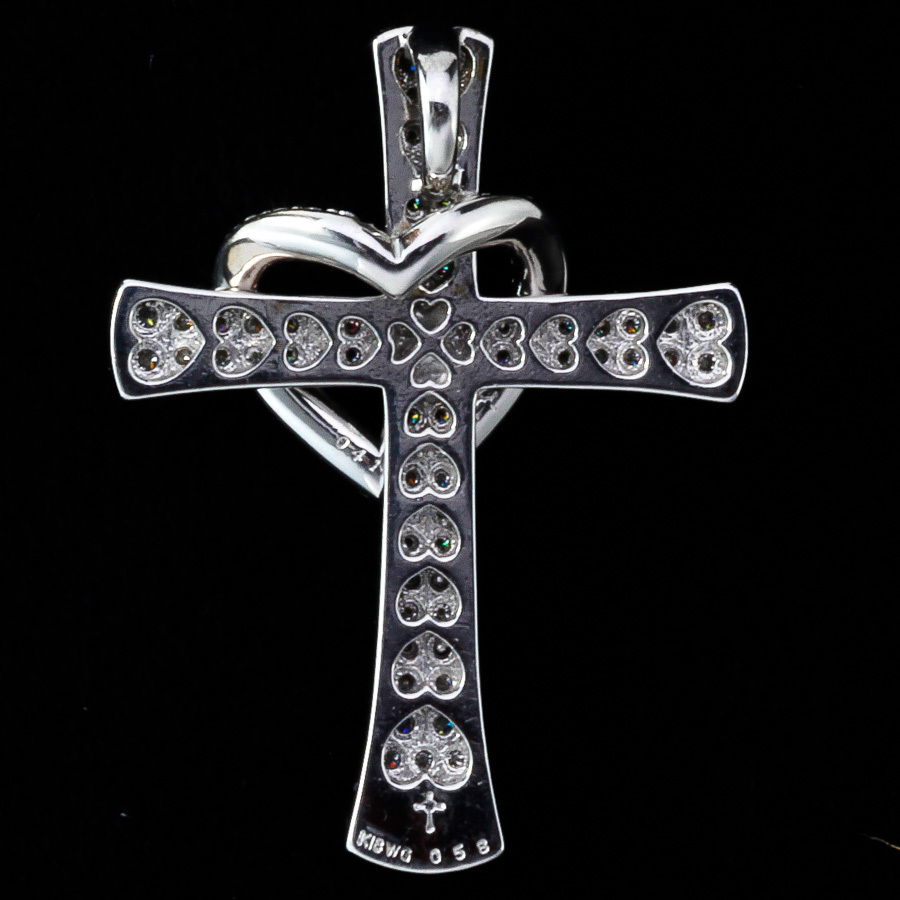 MARI DANA Mali dana pendant top K18WG Cross 0.58ct Heart 0.41ct diamond 