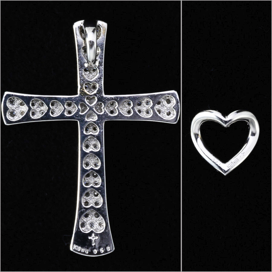 MARI DANA Mali dana pendant top K18WG Cross 0.58ct Heart 0.41ct diamond 