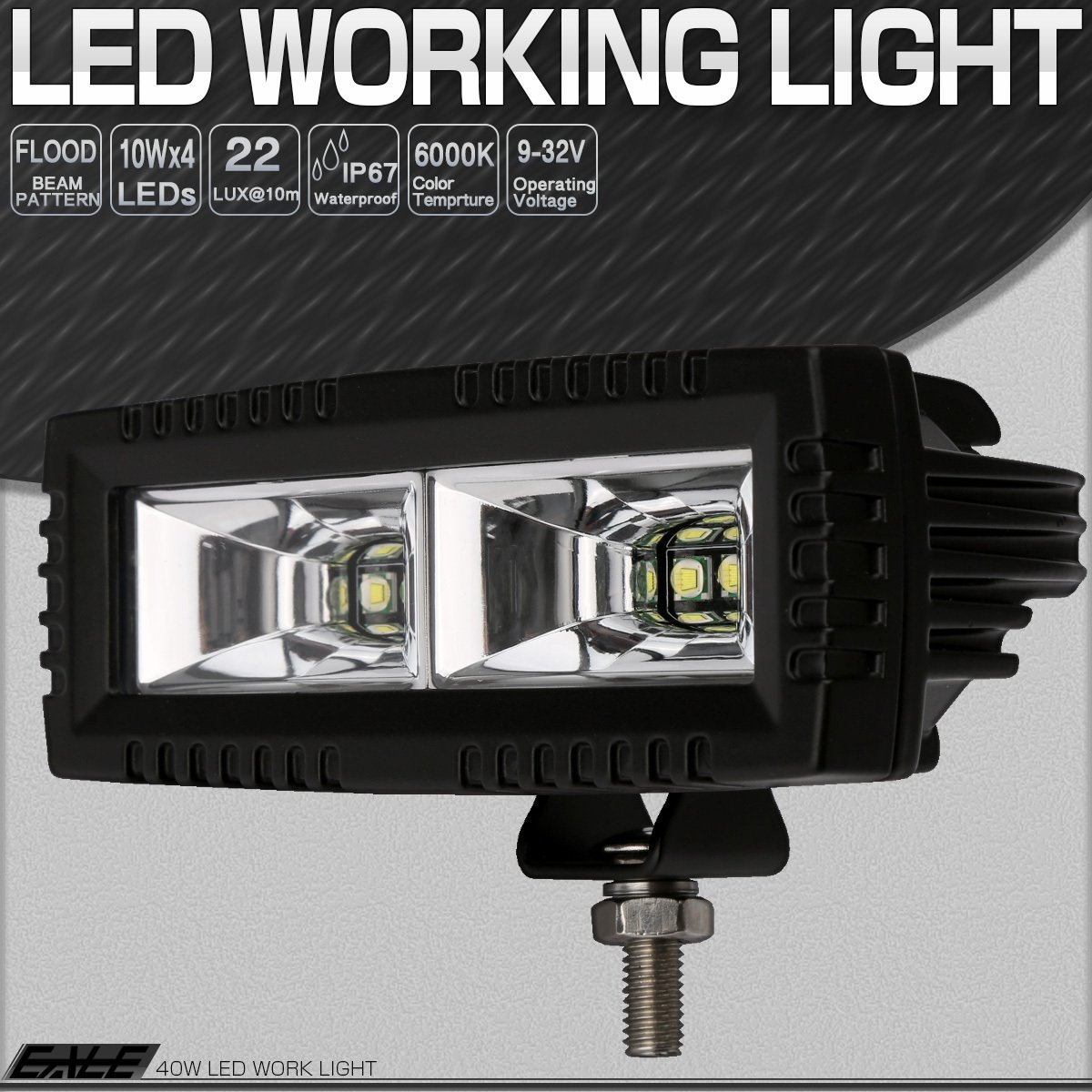 40W LED 作業灯 CREE製 XM-L搭載 小型 軽量モデル 60度 広角 アルミダイキャスト 防水IP67 12V 24V P-535_画像1