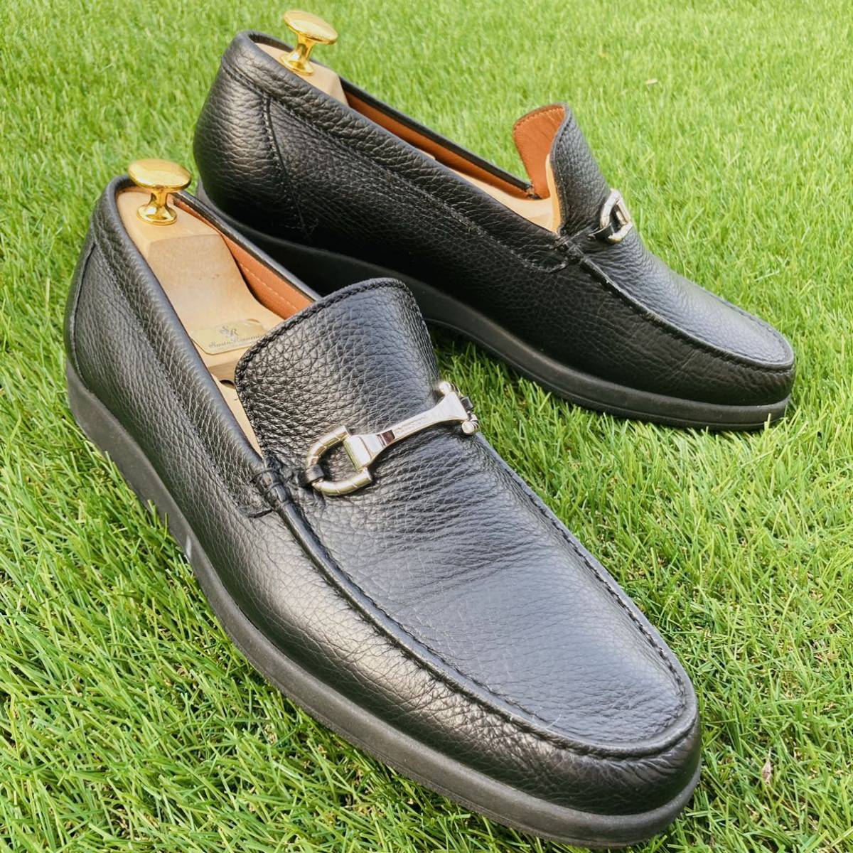 リアル 黒 BK ブラック 革靴 ビットローファー 約25.5㎝レザーシューズ