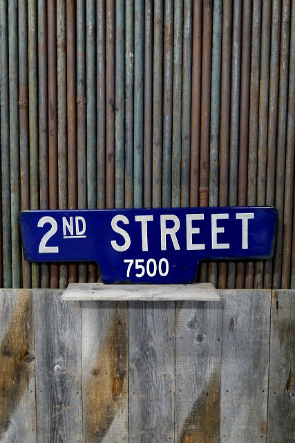 売上実績NO.1 ビンテージ２NDSTREETホーローストリートサイン [gosr-112]検アメリカ/インテリア/道路標識/セカンドストリート看板/1960年代前後 看板
