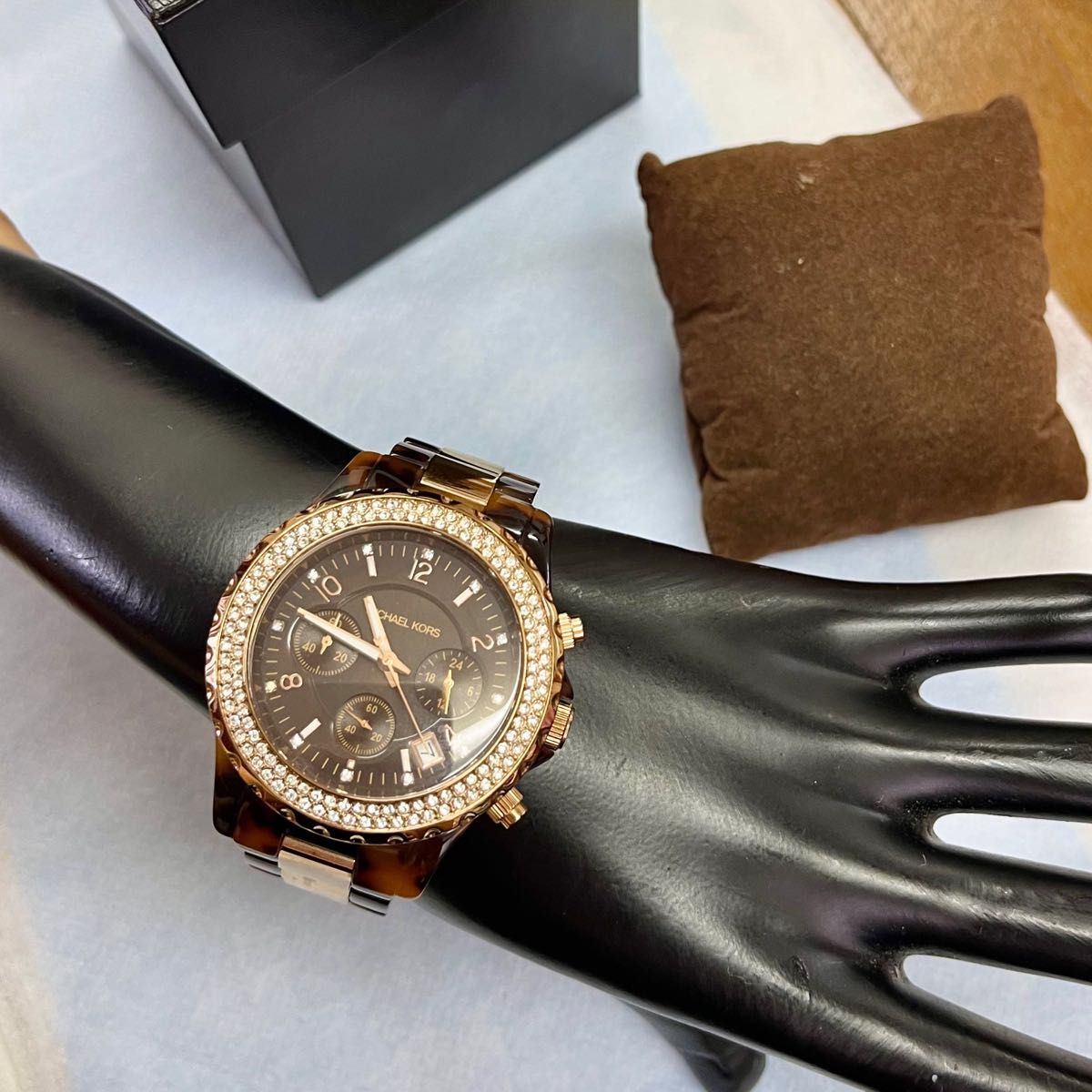 稼働 良品 MICHAELKORS レディース腕時計 クロノグラフ べっ甲風 ウォッチ マイケルコース レディース クロノグラフ