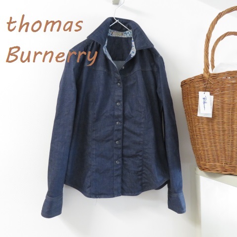 送料込 匿名配送 Thomas Burberry トーマスバーバリー スナップボタン　デニムシャツ_画像1