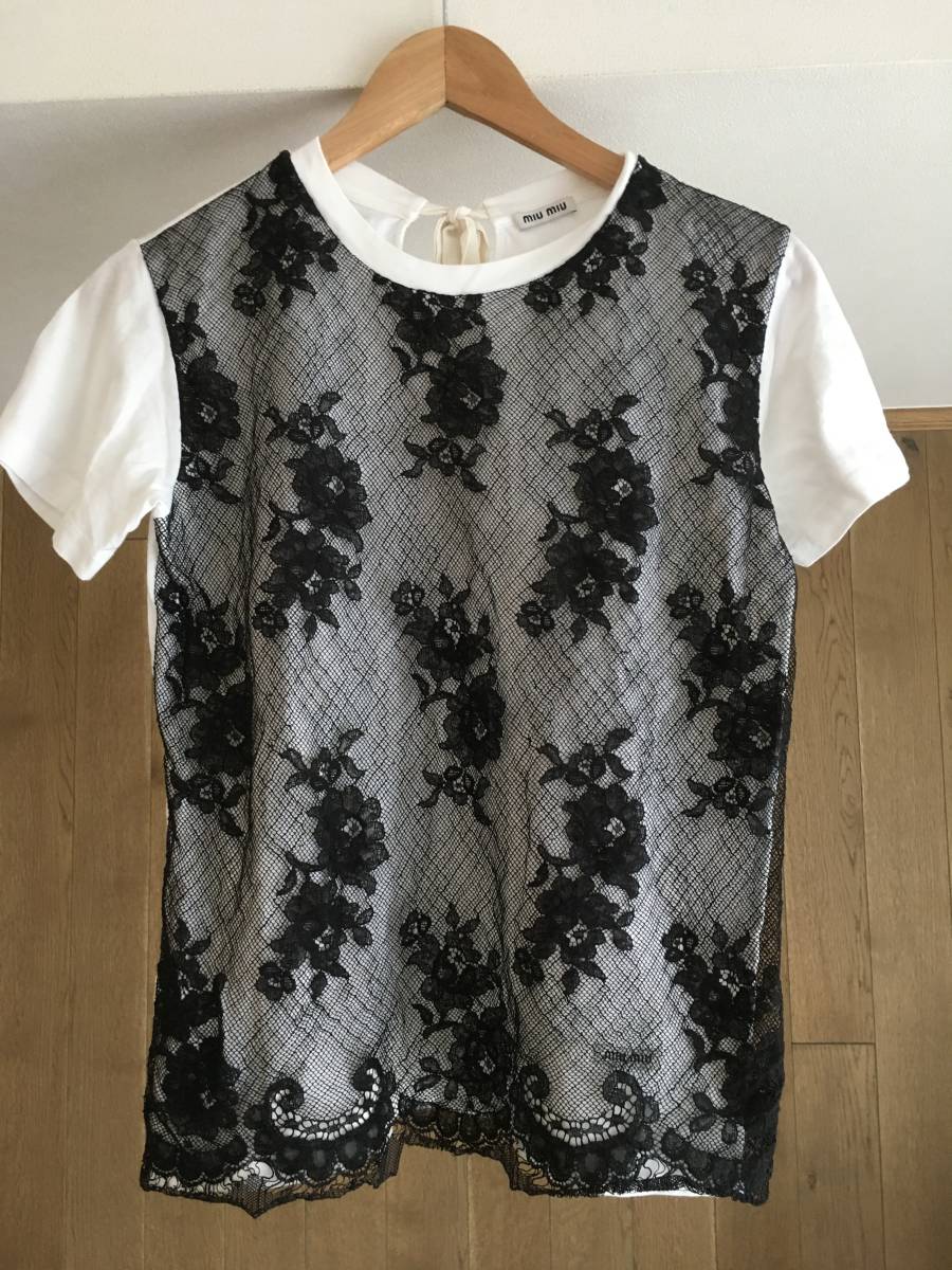 素晴らしい品質 miu miu ミュウミュウ レース TシャツXS 半袖Tシャツ