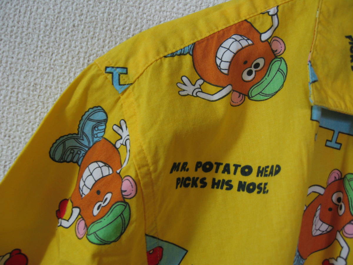 TOY STORY Mr.Potato Head トイストーリー ポテトヘッド アロハシャツ size M 総柄 イエロー系_画像3