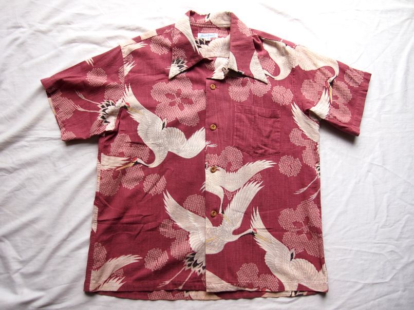 Sunsurf Sunsurf Tsuru夏威夷Aloha襯衫M. サンサーフSunsurf鶴ハワイアンアロハシャツM