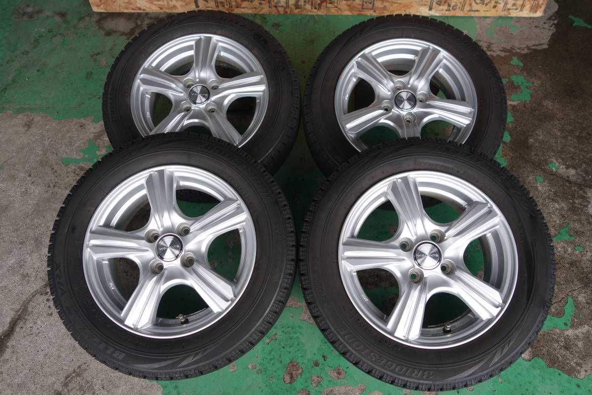 ９分山 アルミ付 14×5.5J 4H100 +39 VIOLENTO 165/65 R14 ブリジストン VRX 4本 パッソ.ルーミー.ストーリア等 H-59_画像1