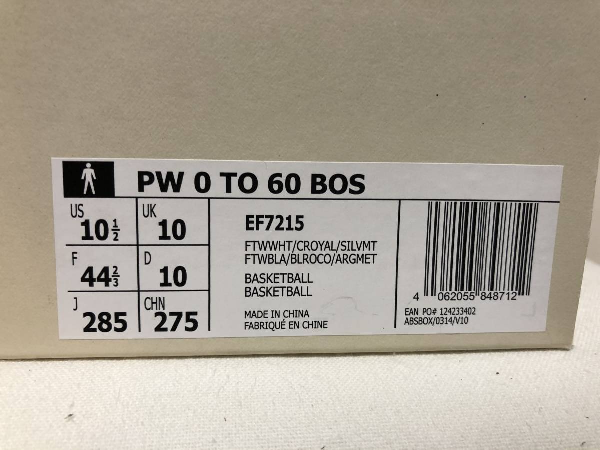 新品 adidas PW 0 TO 60 BOS PHARRELL WILLIAMS 28.5cm 定価33,000円 2020年 アディダス us10.5 10.5 28.5 white blue 白 青 kobe 