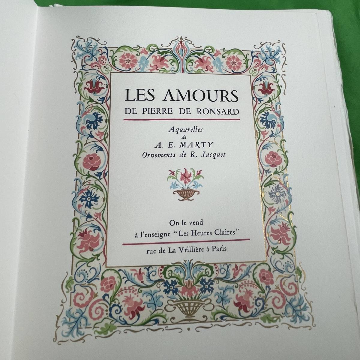 ★希少★3冊揃「ロンサールの恋愛詩集」 A.E.マルティ挿画 アールデコ 挿画本 限定1950部 /フランス 洋書 古書 ポショワール 送料無料！