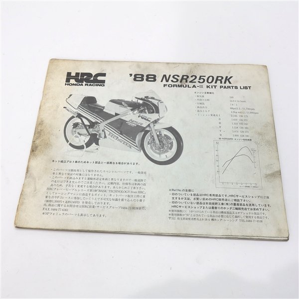 *NSR250RK/MC18/88 year HRC Formula 3 kit parts list / catalog (H0724Ai00)