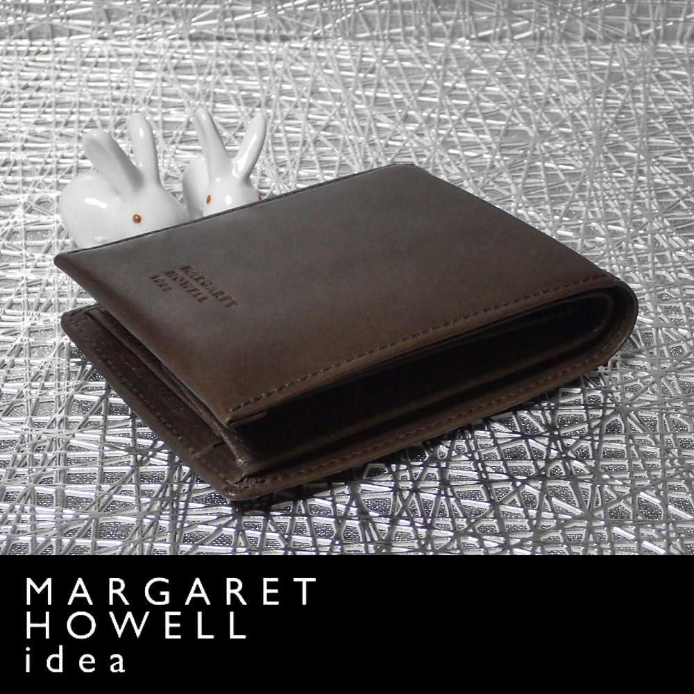 MHL Margaret Howell MARGARET HOWELL idea двойной бумажник телячья кожа темно-коричневый насыщенный коричневый подлинный товар гарантия 