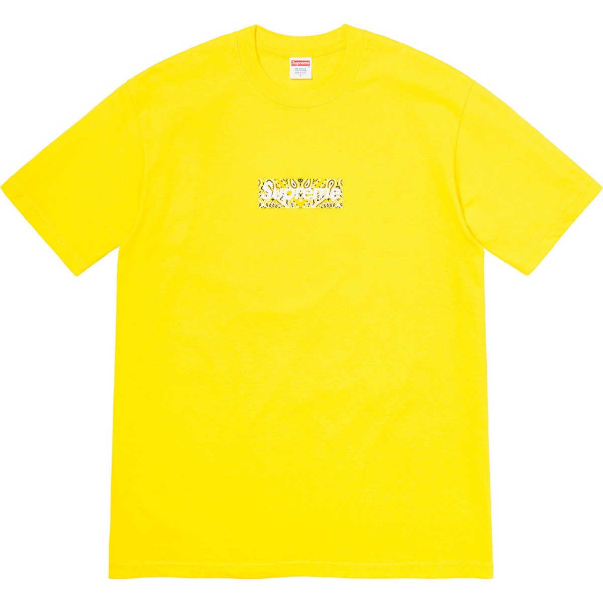 正規品 新品 未開封 FW19 Supreme Bandana Box Logo Tee シュプリーム バンダナ ボックス ロゴ ティー シャツ Yellow L イエロー ラージ