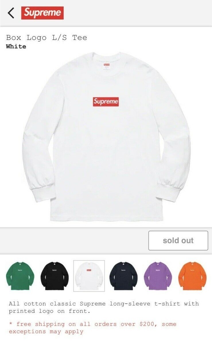 正規品 新品 未開封 FW20 Supreme Box Logo L/S Tee シュプリーム ボックス ロゴ ロン ティー シャツ White Medium ホワイト ミディアム_画像1