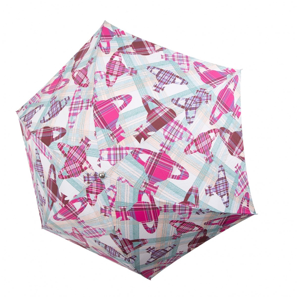 ヴィヴィアンウエストウッドVivienne Westwood オーブタータンチェック折りたたみ傘 ピンク水色