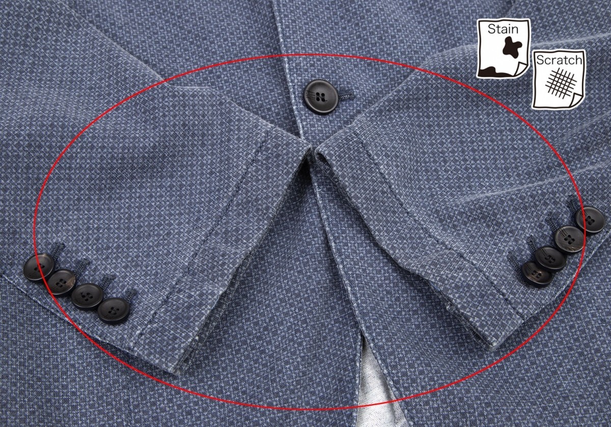 アルマーニ コレッツィオーニARMANI COLLEZIONI コットン２Bテーラードジャケット 紺50_袖先に汚れ・スレがあります。