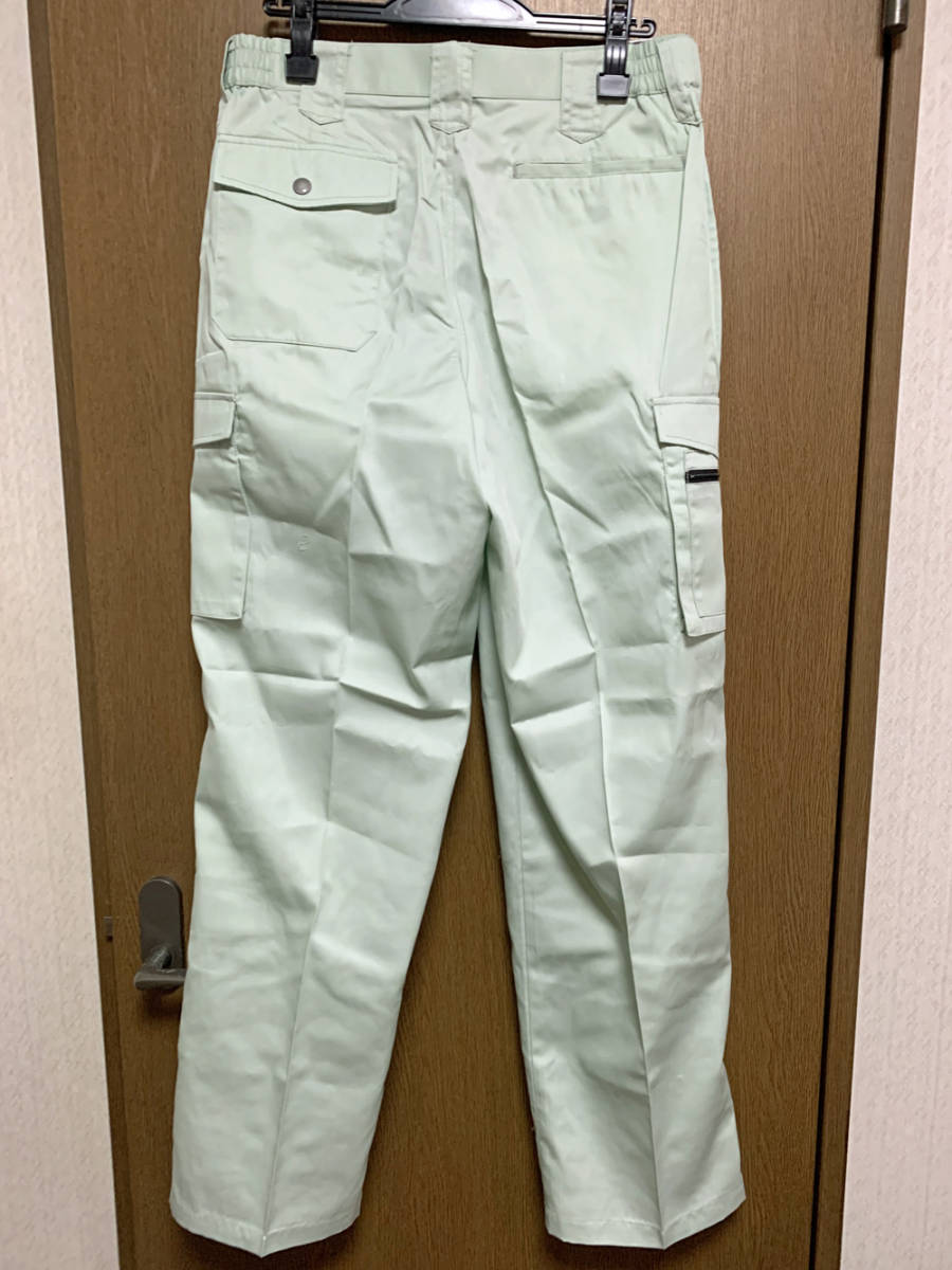 L RAKAN / ラカン DIY作業着 アースグリーン カーゴ ウエストゴム付 春夏 / ラボーロ LAVORO 日新被服 未使用品_画像4