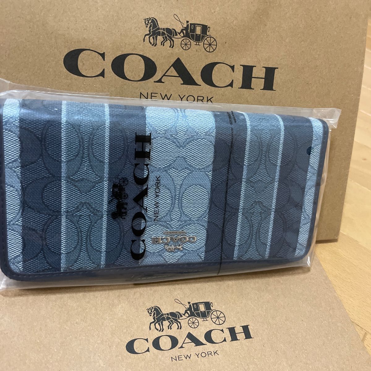 COACH長財布　コーチ　長財布　レディース メンズ シグネチャー ブルー ネイビー