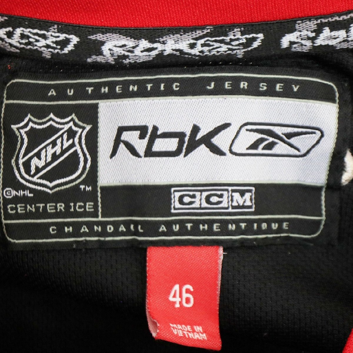 Reebok リーボック NHL シカゴ・ブラックホークス ゲームシャツ アイスホッケー スポーツ ブラック ( メンズ 46 ) 中古 古着 N3515_画像10