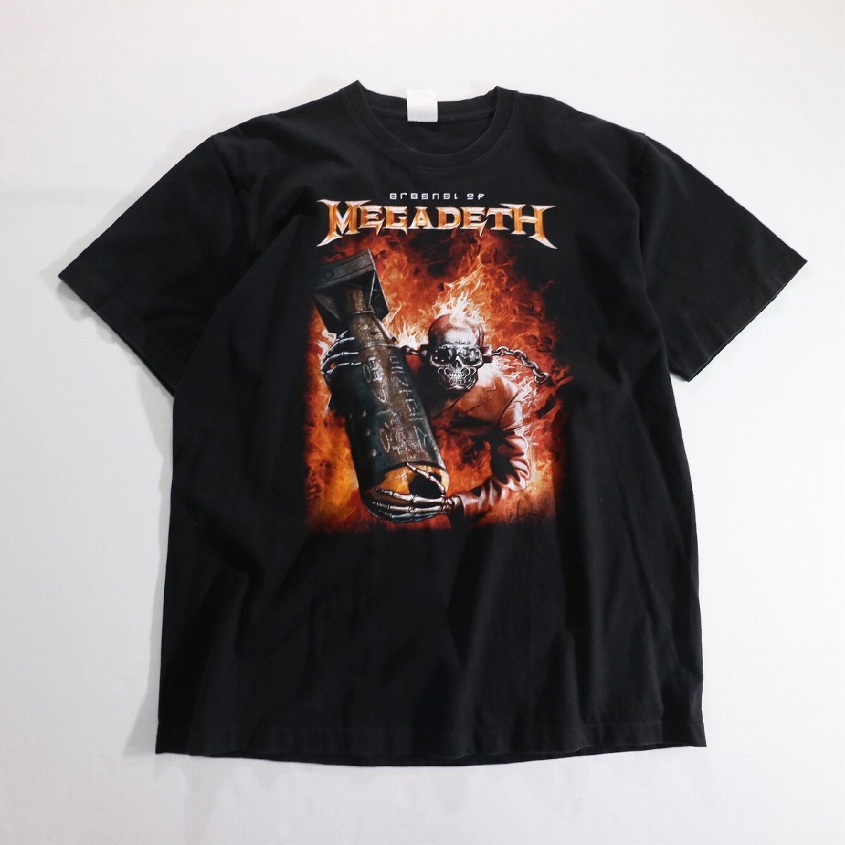 【SALE】F□90年代 Megadeth Arsenal メガデス バンド ヘヴィメタル プリント Tシャツ ブラック 黒色 (XL) 中古 古着 k6671_画像1