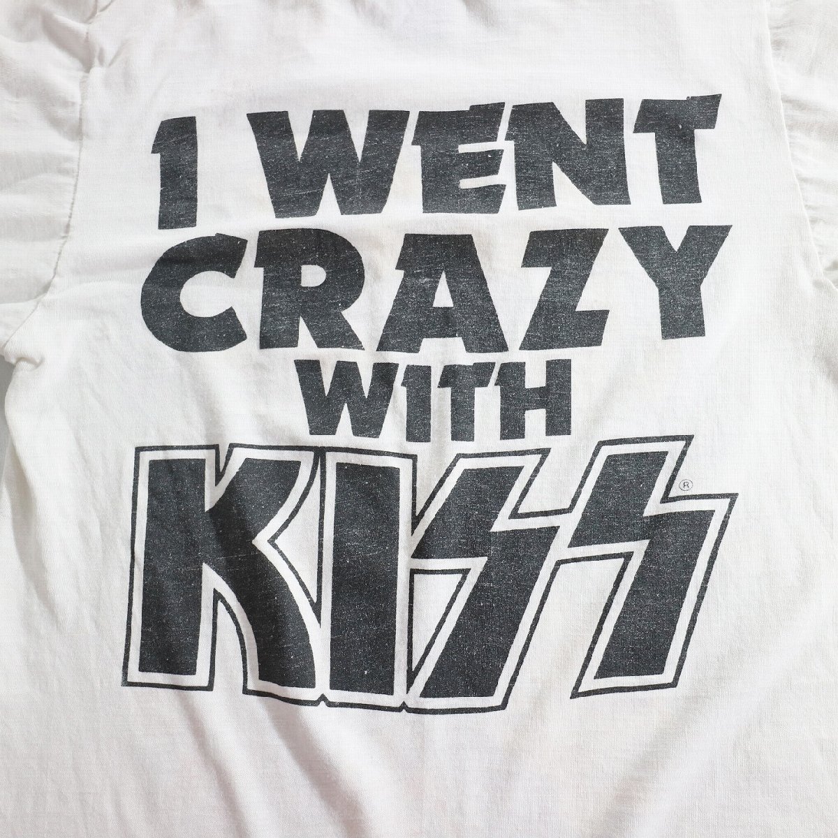 【SALE】F□80年代 USA製 AMERICA KISS Crazy Night バンド プリント Tシャツ ホワイト 白色 (M) 中古 古着 k7087_画像4