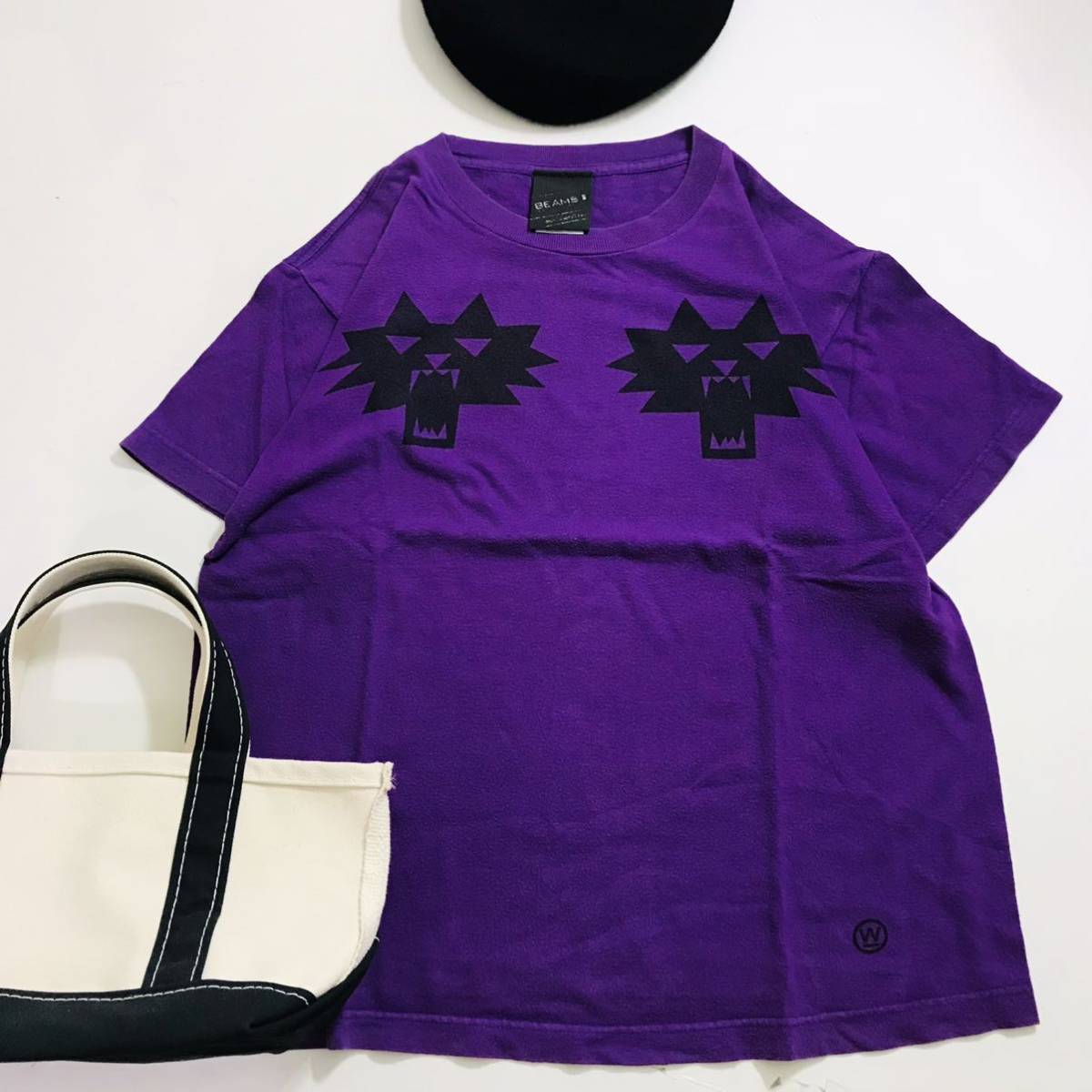100円 BEAMS ビームス　パープル　紫　半袖Tシャツ _画像1