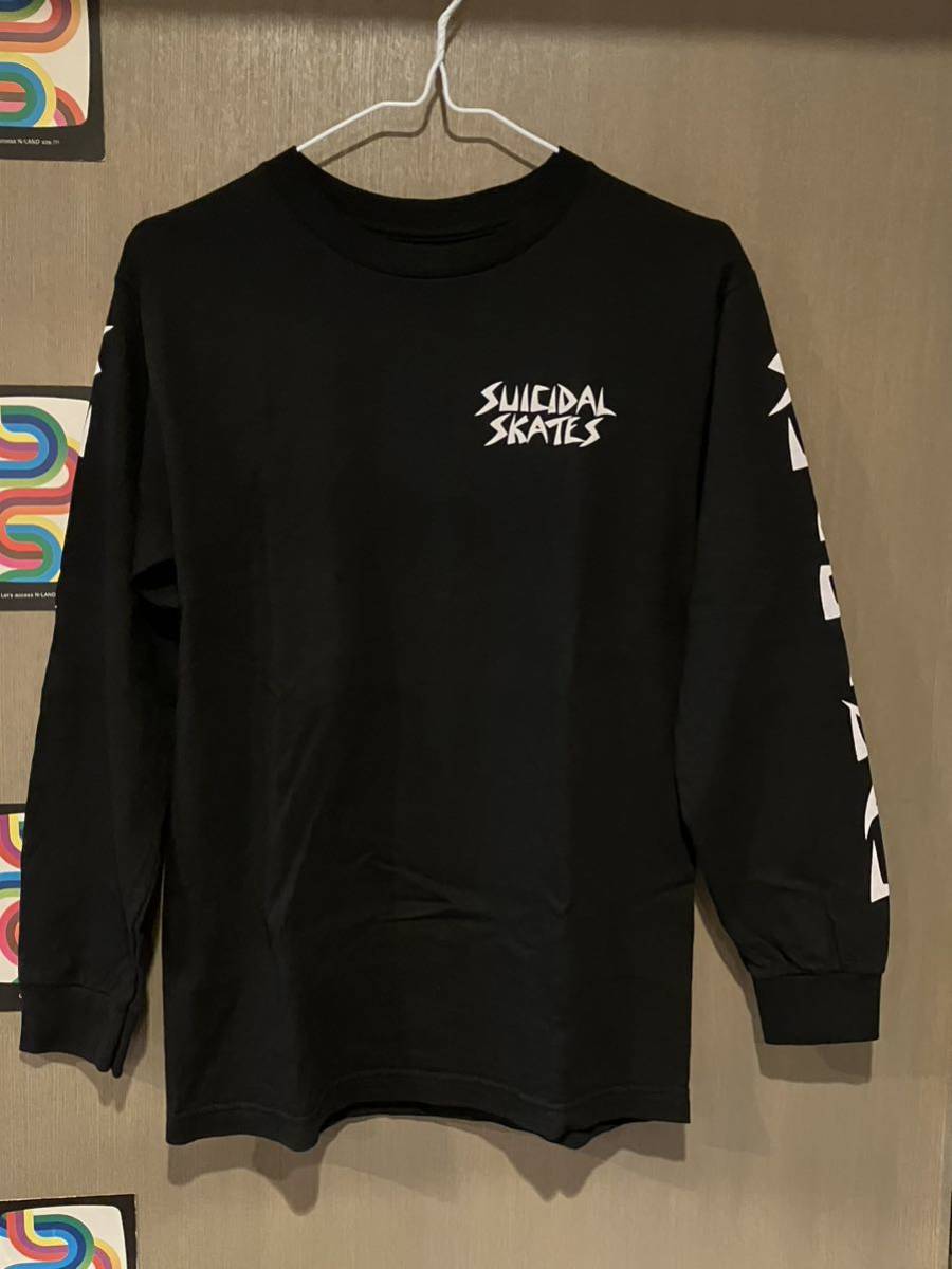 【名入れ無料】 新品同様 SUICIDAL SKATES スーサイダルスケート ロゴ ロングスリーブ ロンT 黒 長袖Tシャツ S Sサイズ