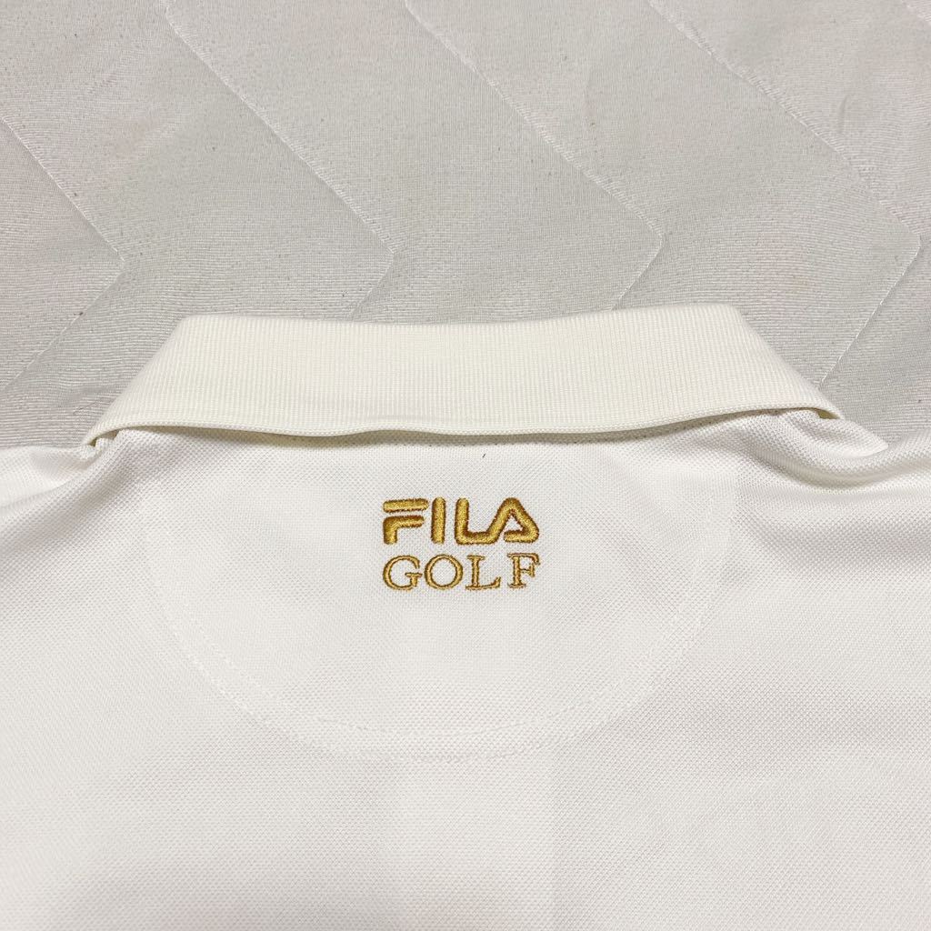 7B クリーニング済み FILA フィラ GOLF ゴルフ 半袖シャツ M 白 ホワイト 格安_画像7