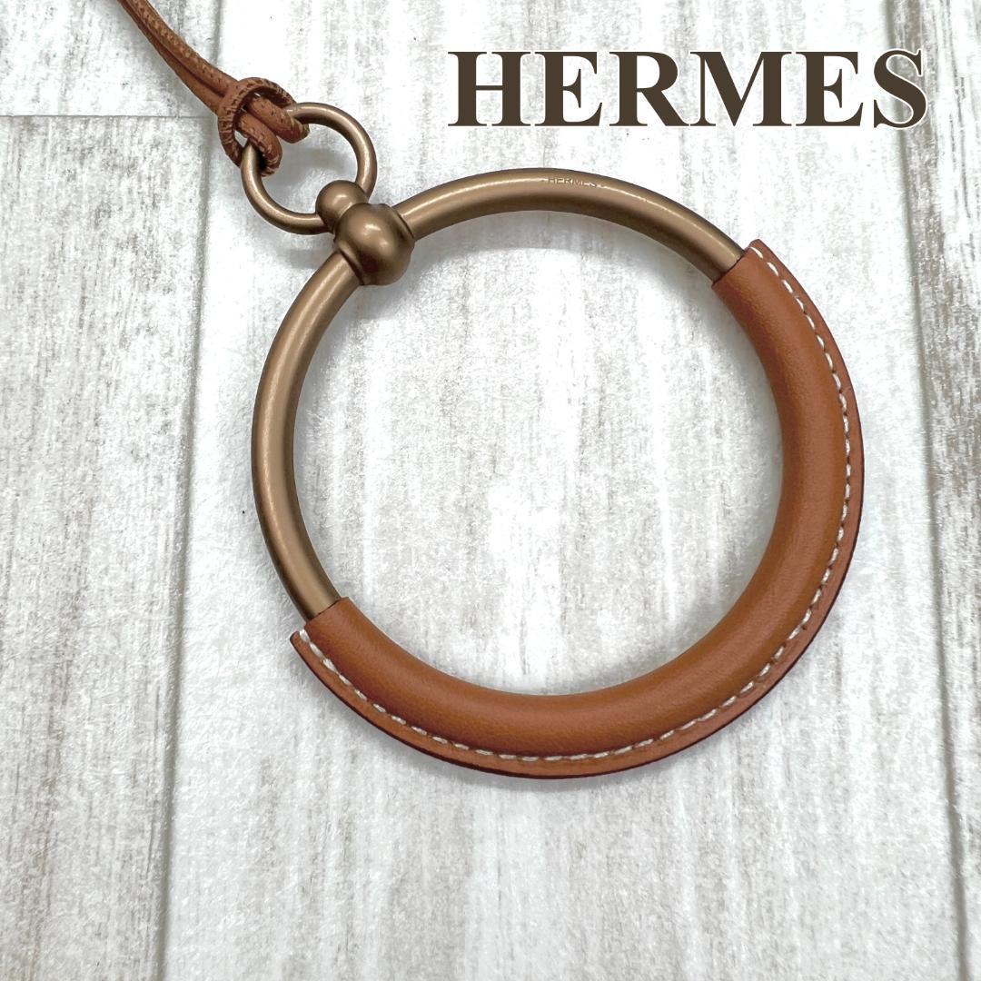 エルメス HERMES ネックレス ペンダント ループグラン アルミニウム ブロンズ ゴールド