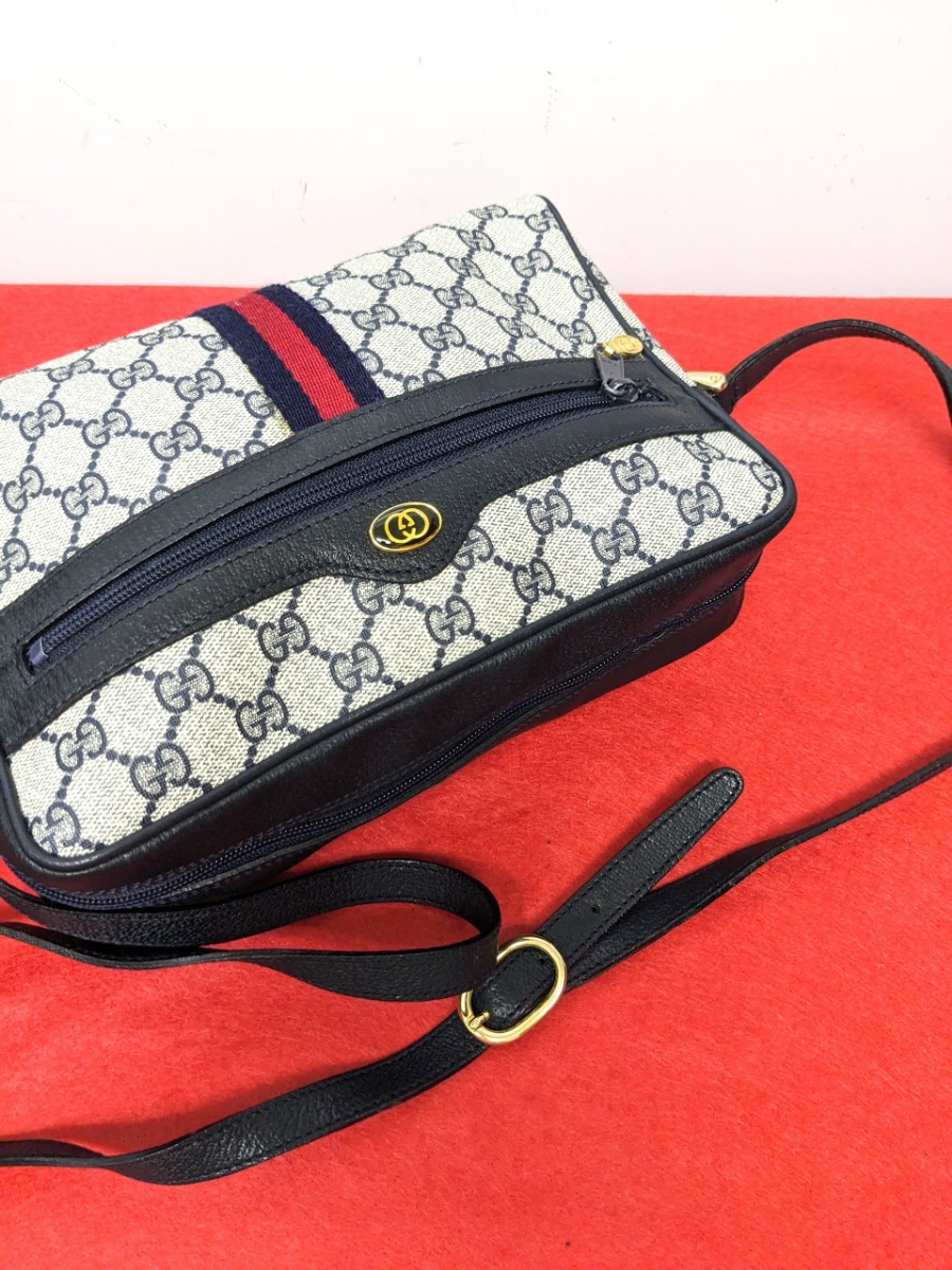超美品 極上 Gucci シェリーライン ショルダーバッグ ネイビー GG レア