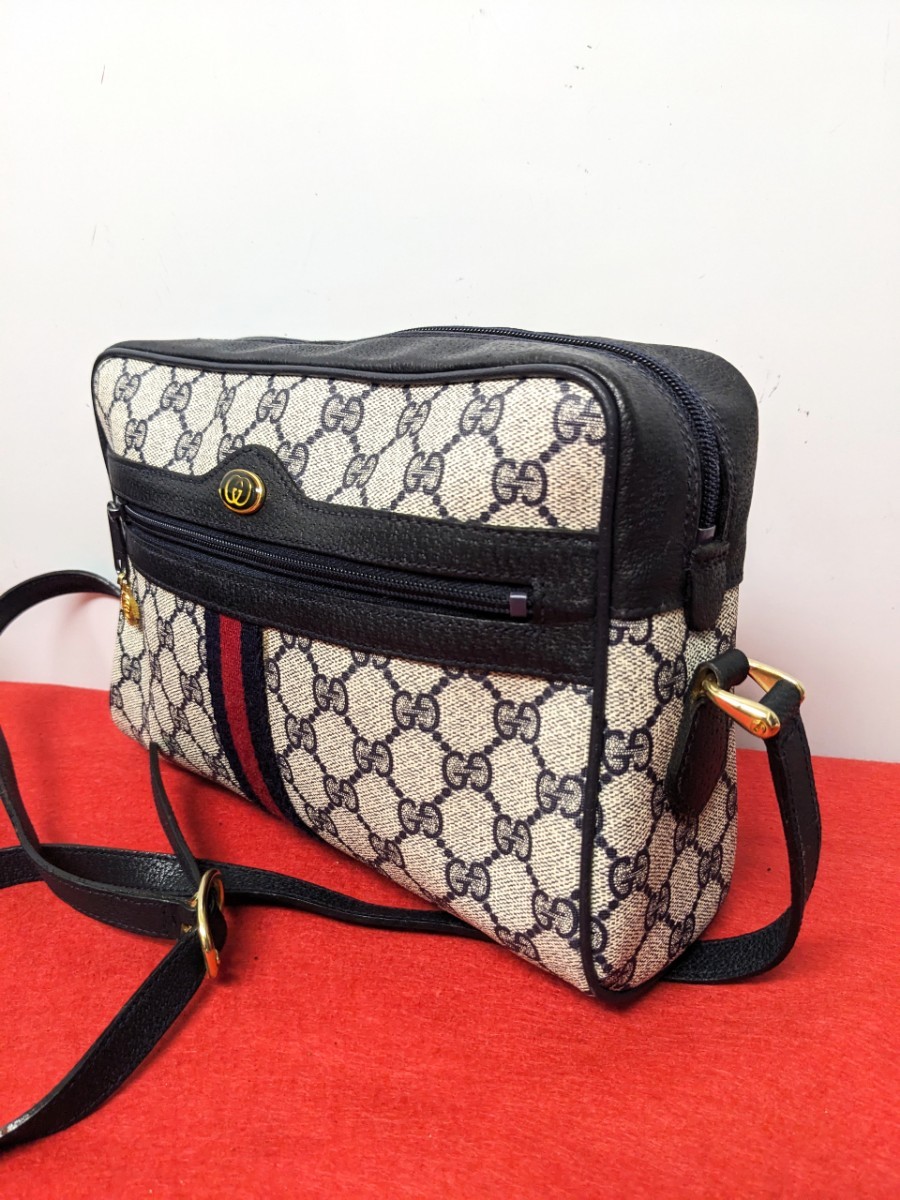超美品 極上 Gucci シェリーライン ショルダーバッグ ネイビー GG レア