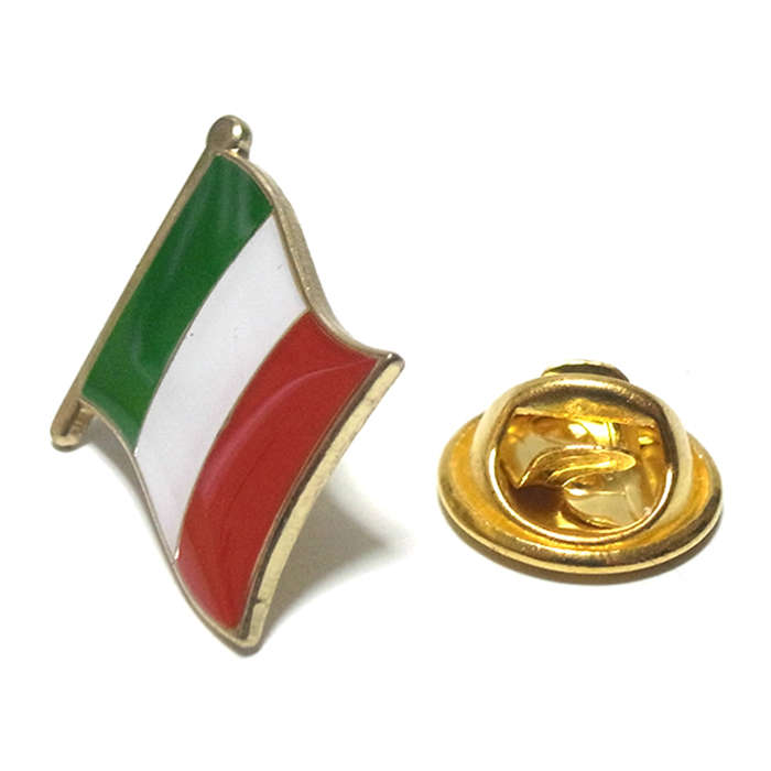 ラペルピン★ピンズ　イタリア　Italy　トリコローレ　国旗　フラッグ　はためく　なびく　18×15 mm　pin-1292_画像2