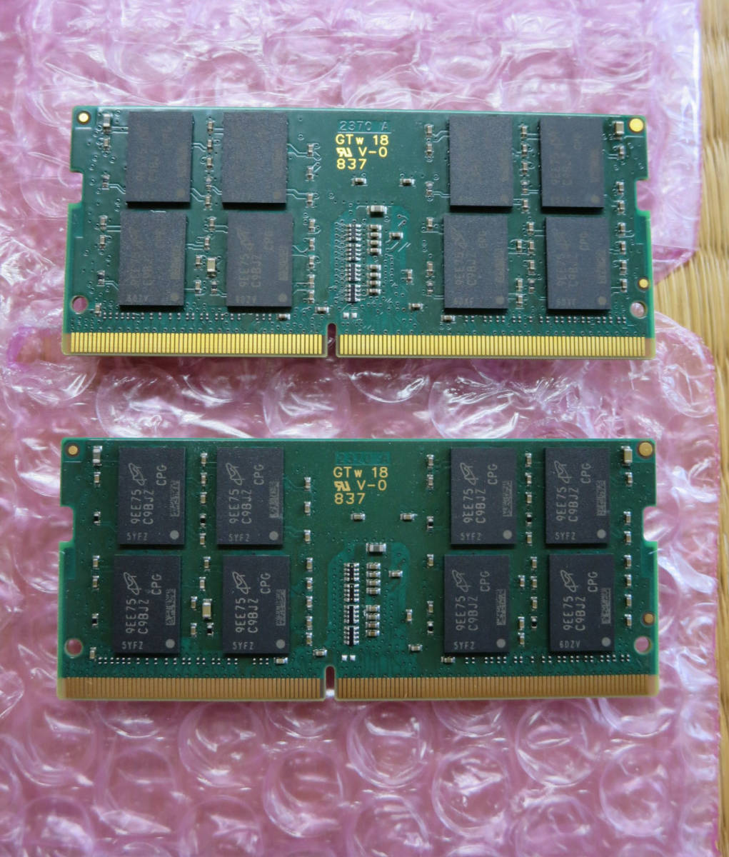 Crucial 32GB (16GB x 2) DDR4 PC4-21300 2666MHz SO-DIMM　中古動作品_画像3