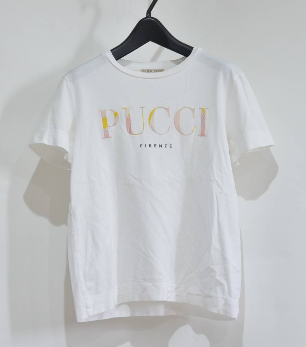 EMILIO PUCCI エミリオ プッチ ロゴプリント Tシャツ 半袖 カットソー トップス ホワイト XS Y-28577B_画像1