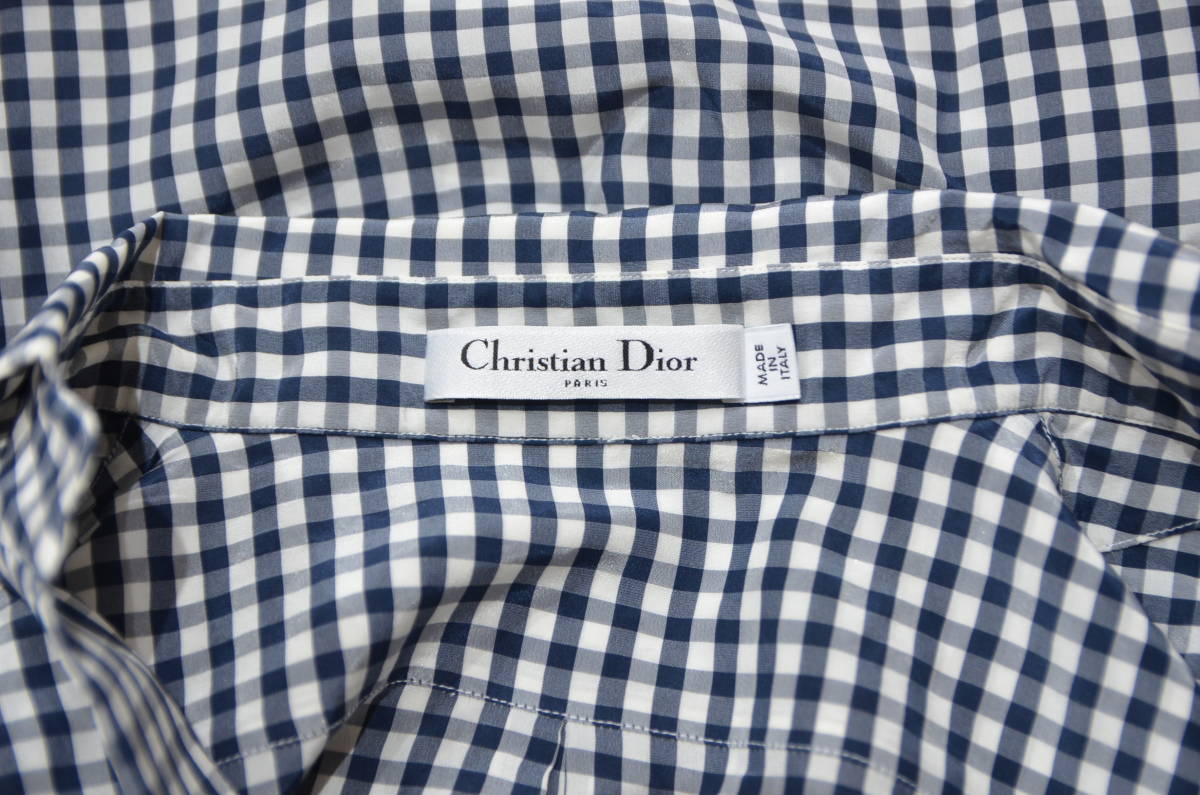  Christian Dior クリスチャンディオール BEE刺繍入り ギンガムチェック ノースリーブ シャツ 蜂 Y-28840B_画像3