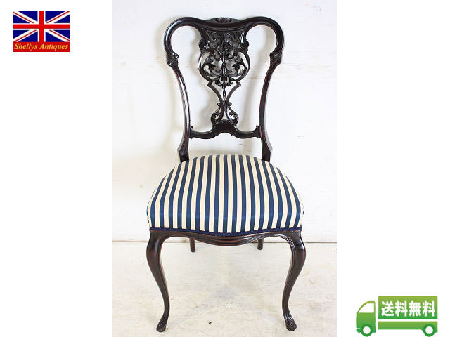 椅子 いす イス dn-8　1880年代 イギリス製 アンティーク ヴィクトリア王朝 マホガニー 豪華な彫刻のダイニングチェア 店舗什器 送料無料