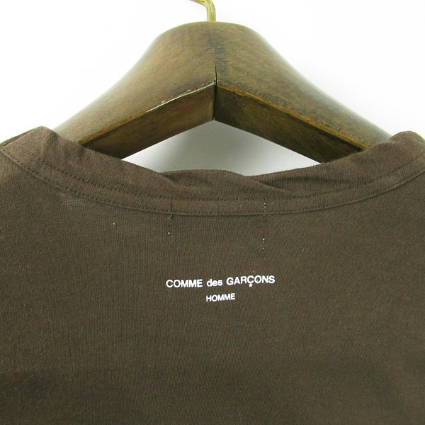 r4a052510★希少 80s COMME des GARCONS HOMME コムデギャルソンオム 80年代 バックロゴ Tシャツ 焦げ茶系 メンズ L相当_画像1