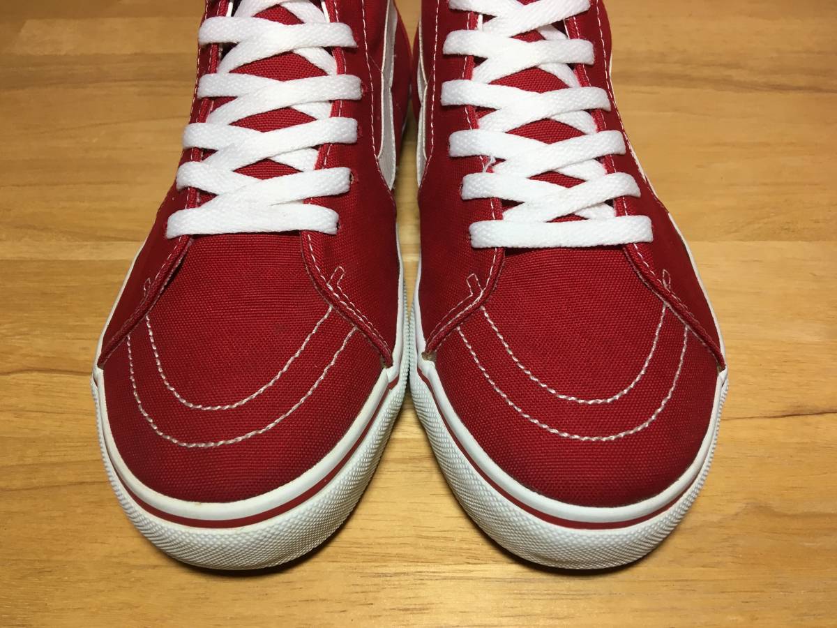 ★VANS バンズ 国内企画 SK8HI スケート 赤×白 キャンバス 26.5cm 美品 Used 検 スリッポン オールドスクール ハーフキャブ ERA_画像4