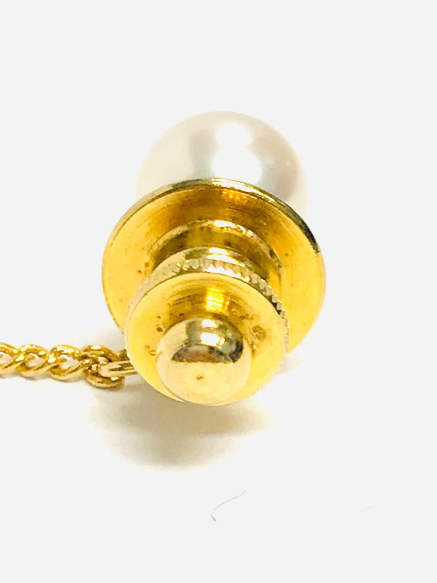 qoj.YPM17 K18YG pearl pearl tiepin 6.5mm sphere 
