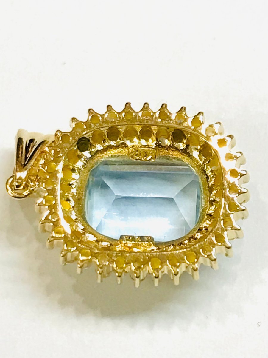 qoj.YQX01 K18 Gold natural aquamarine diamond pendant top diamond 0.16ctso-ting attaching 