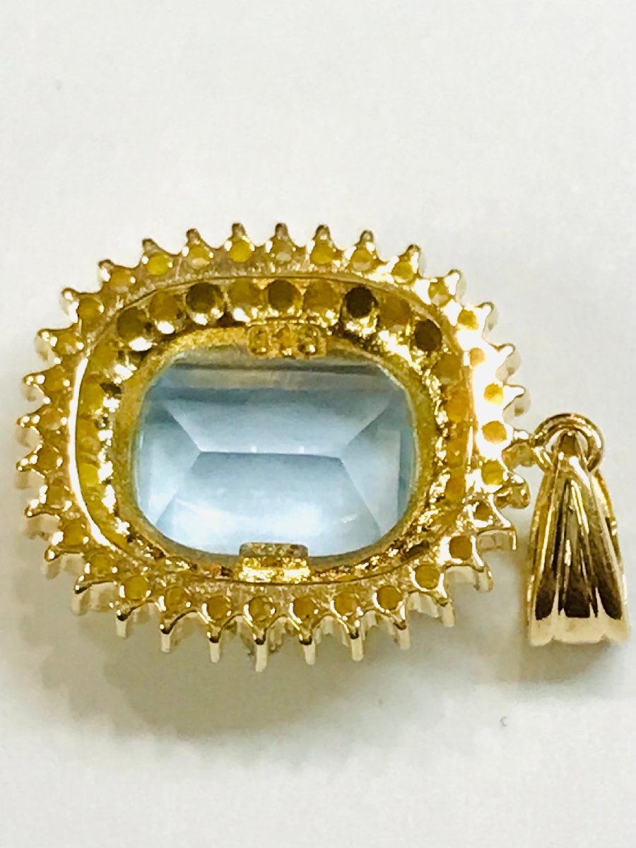 qoj.YQX01 K18 Gold natural aquamarine diamond pendant top diamond 0.16ctso-ting attaching 