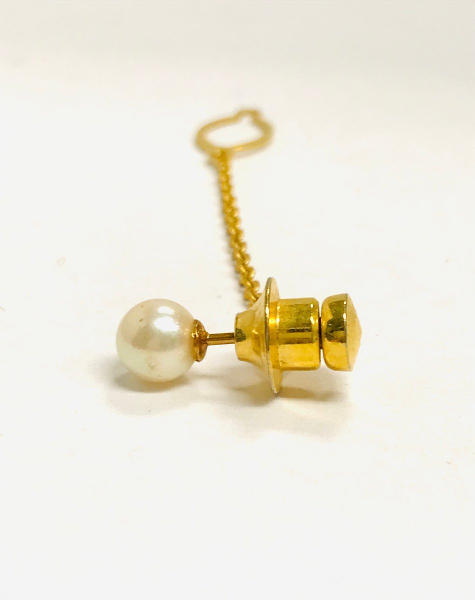 qoj.YPM17 K18YG pearl pearl tiepin 6.5mm sphere 